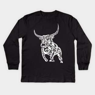 Tribal Bull Design Kids Long Sleeve T-Shirt